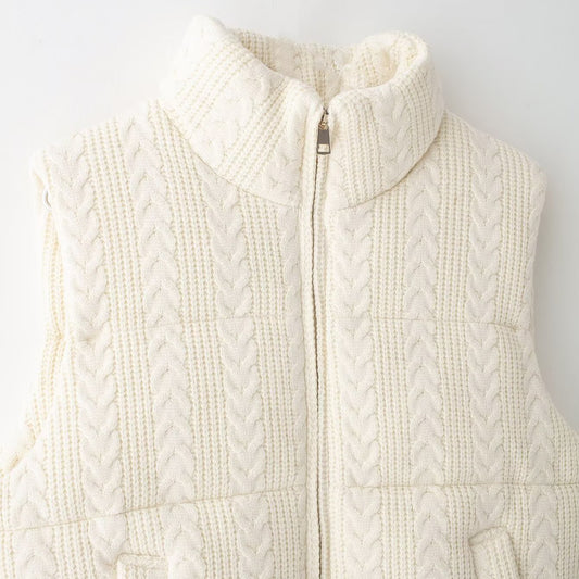 Women's Street Fashion Stand Collar Knitted Cotton Vests