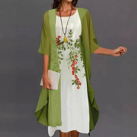 Women's Summer Casual Dress Two-piece Set Flowers Dresses