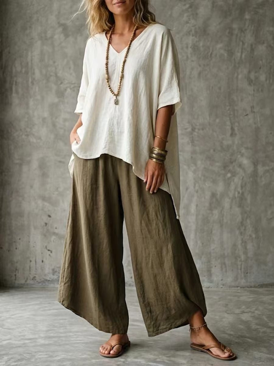 Elegant Stylish Summer Art Loose T-shirt Fashion Casual Suit