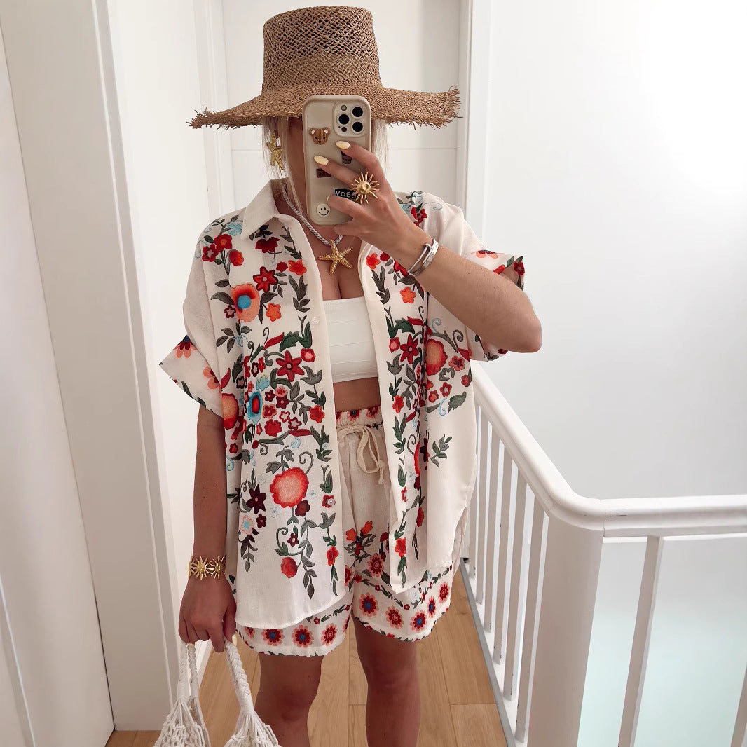 Durable Classic Stylish Bohemian Linen Shirt Fashion Casual Suit