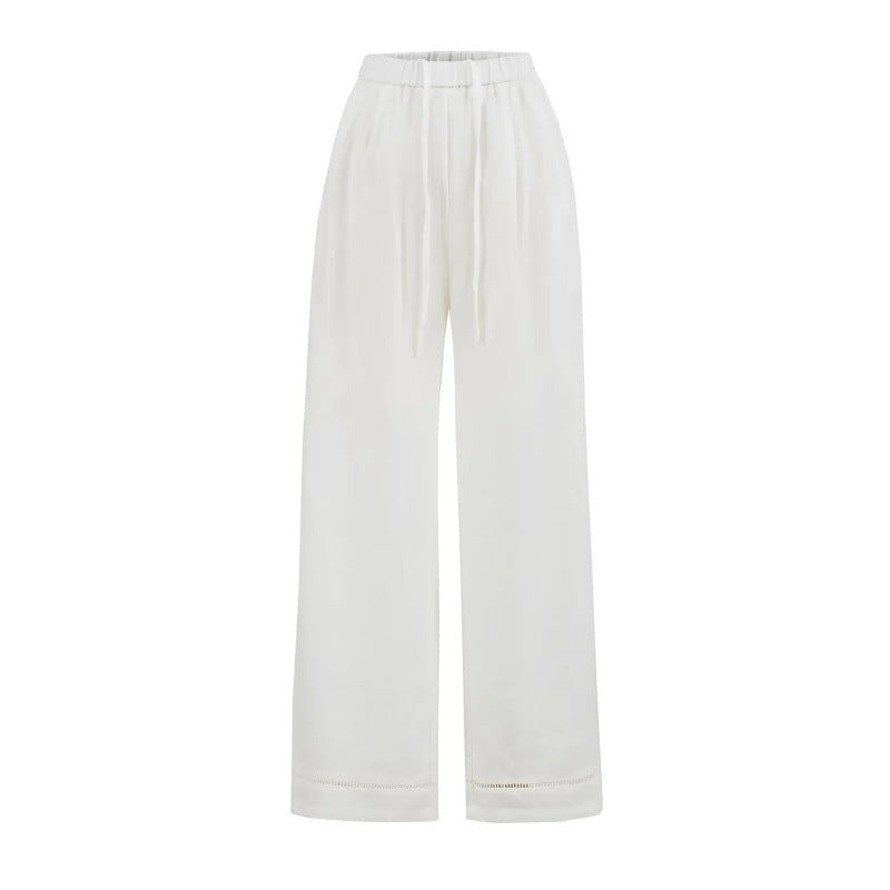 Slimming Linen Wide Leg Trousers Casual Pants