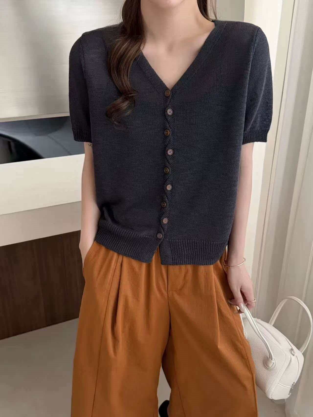 Women's Buttons Sleeve Summer Fresh Casual T-shirt Women's Sweater