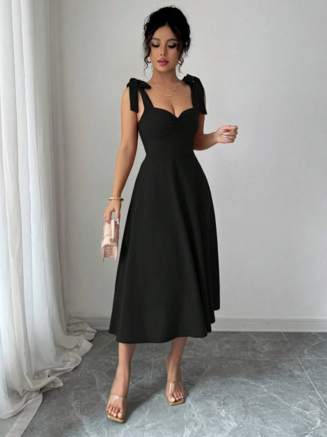 Women's Elegant Solid Color Strap Formal Female Dress