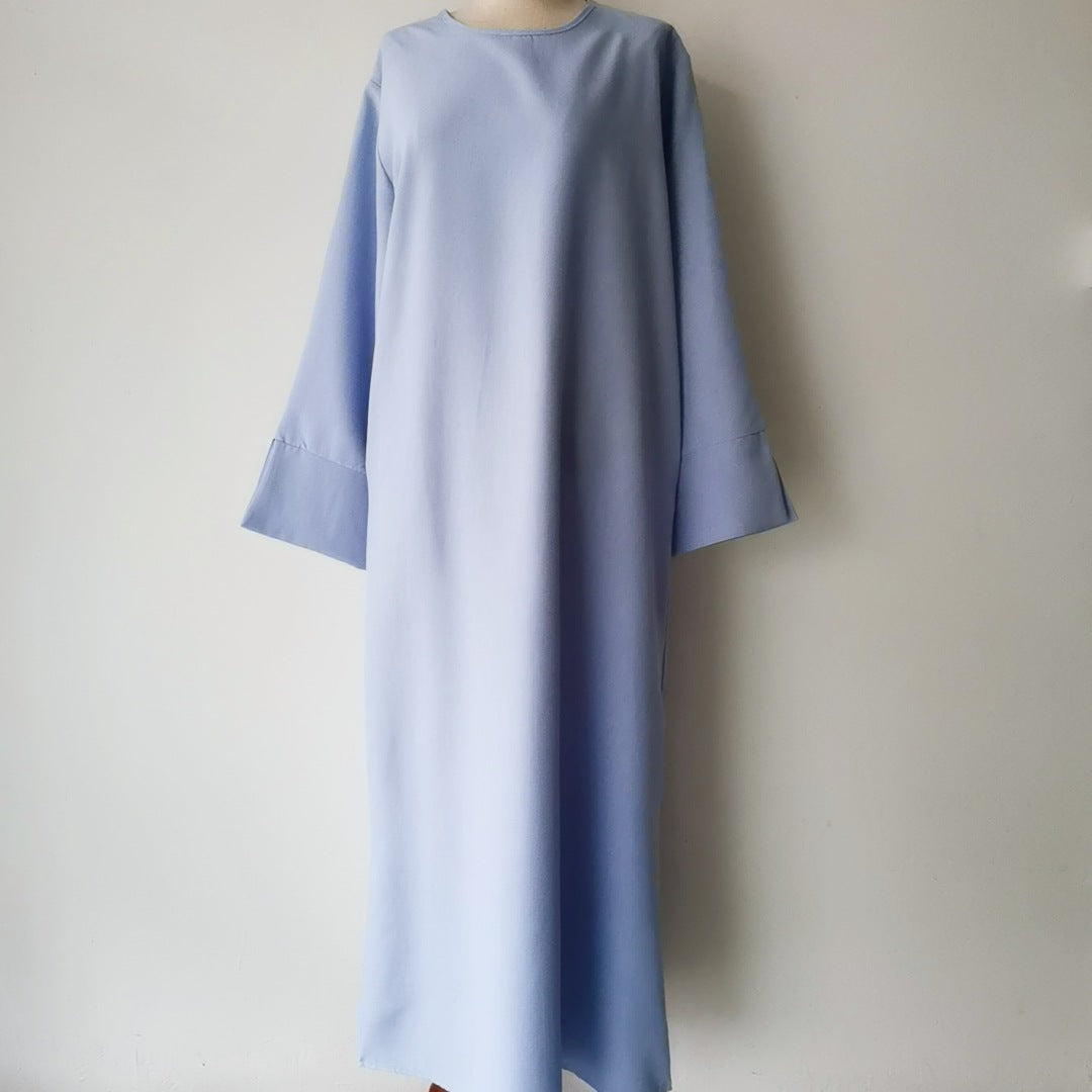 Neck Side Pocket Simple Solid Color Loose Straight Dress