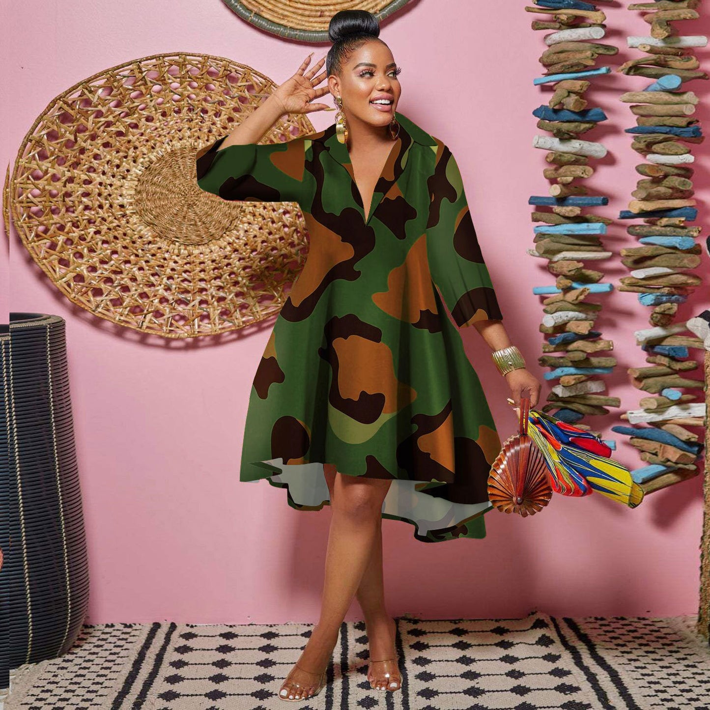 Deep Lapel Color Dress Nightclub Uniforms Uniform