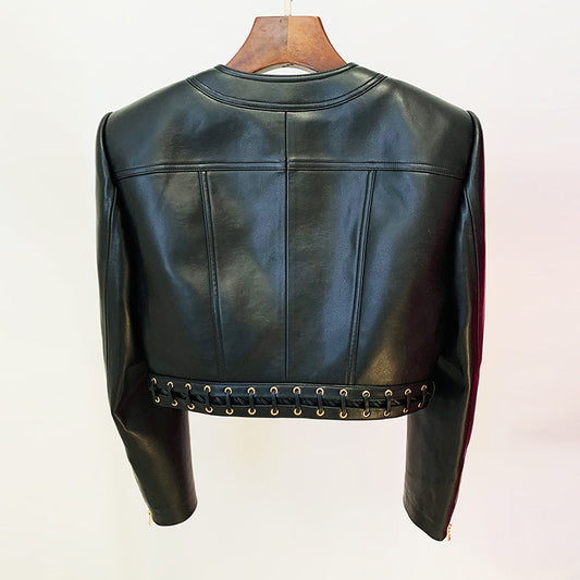 Fashion Round Neck Rope Slim Fit Jackets