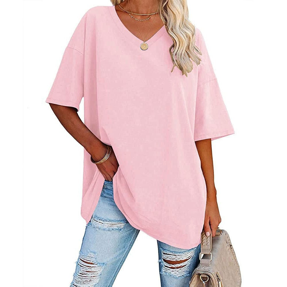 Women's Loose Half Sleeve Cotton Waist Blouses