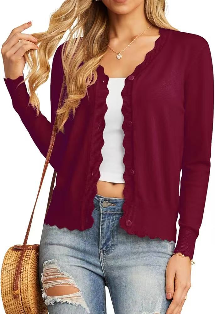 Ruffle 9-point Sleeve Thin Fashion Knitted Women's Sweater