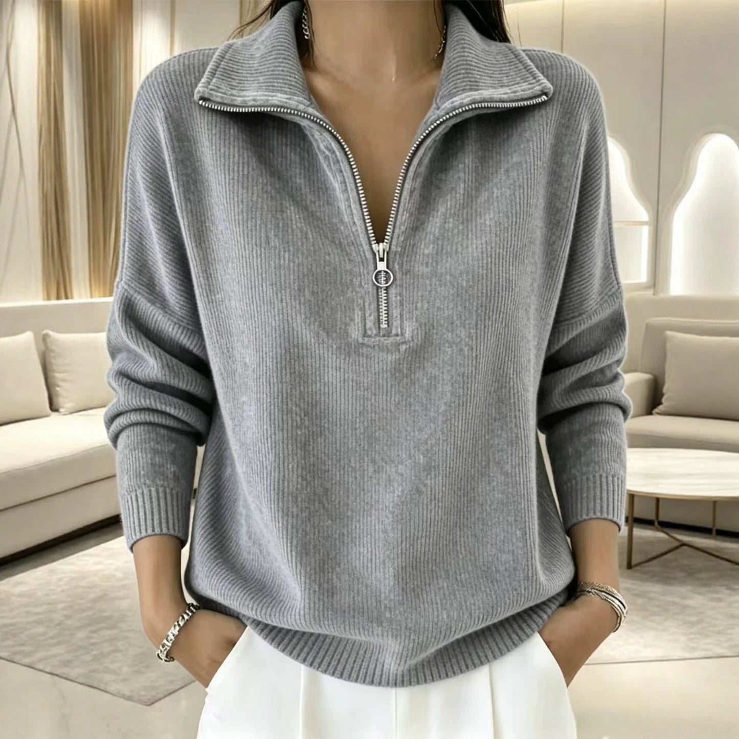 Autumn Casual Solid Color Loose Lapels Sweaters
