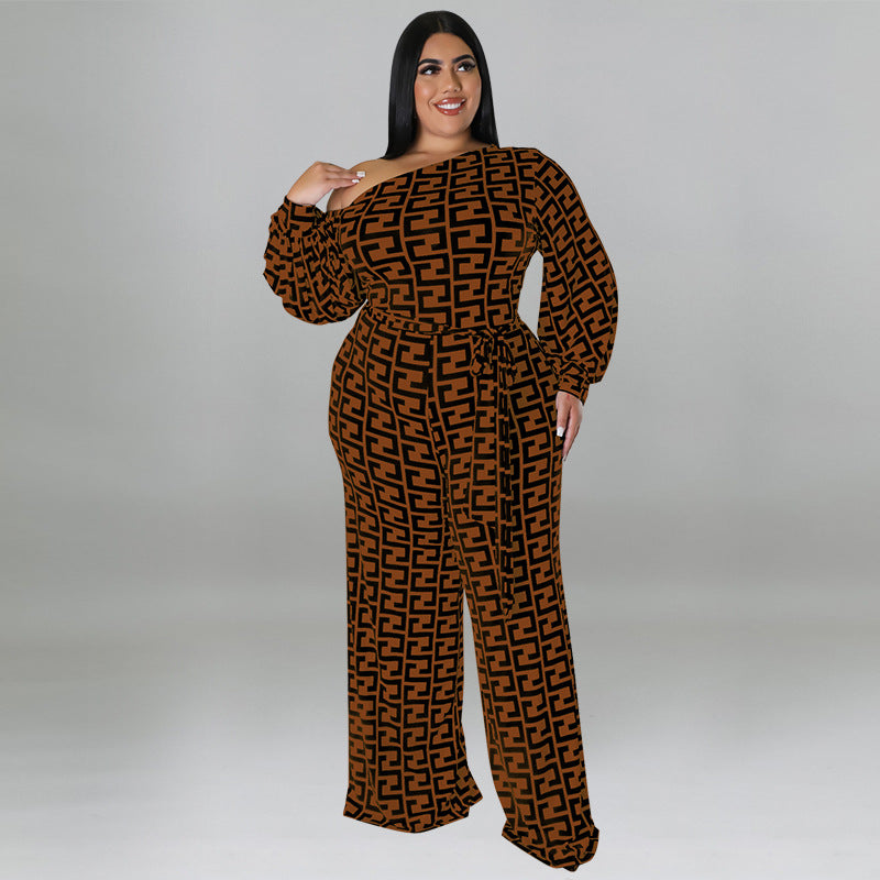 Women's Fashion Casual Printing Long Sleeve Jumpsuits