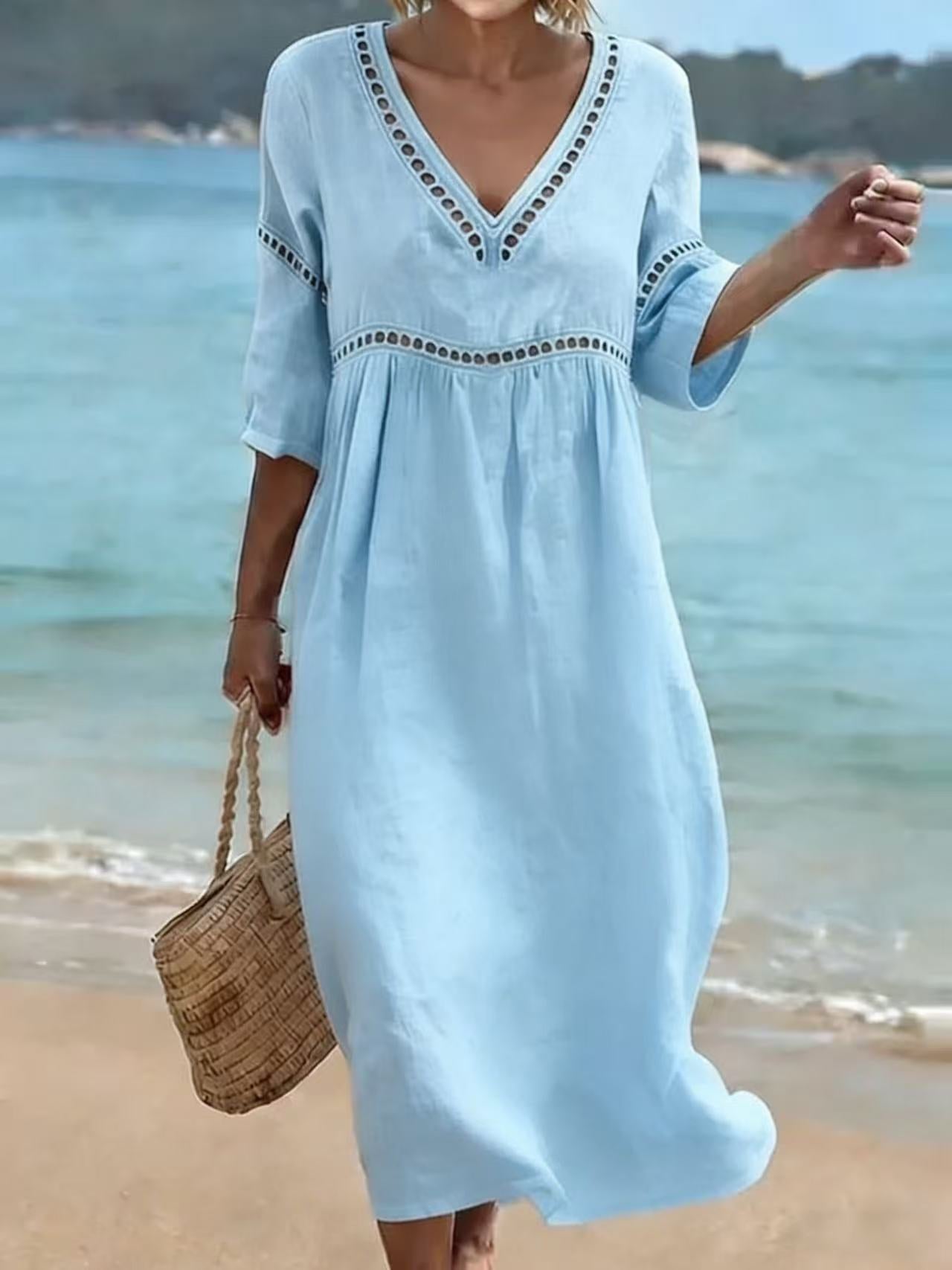Women's Elegant Casual Solid Color Half Sleeves Dress