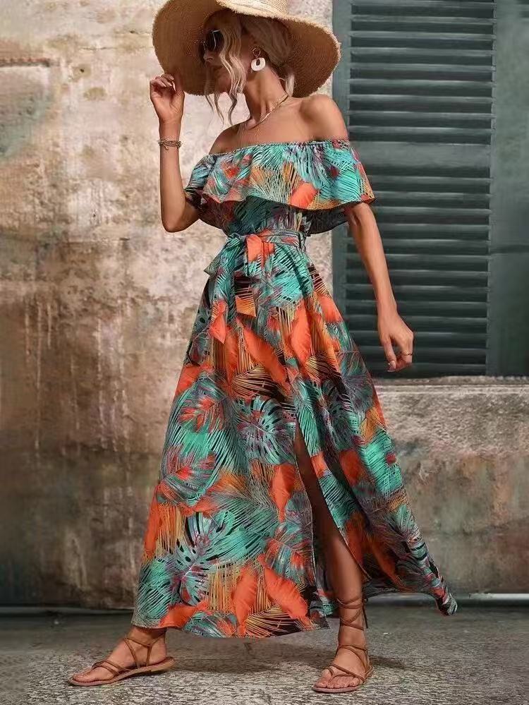 Women's Summer Ruffled Tied Waist Dress For Dresses