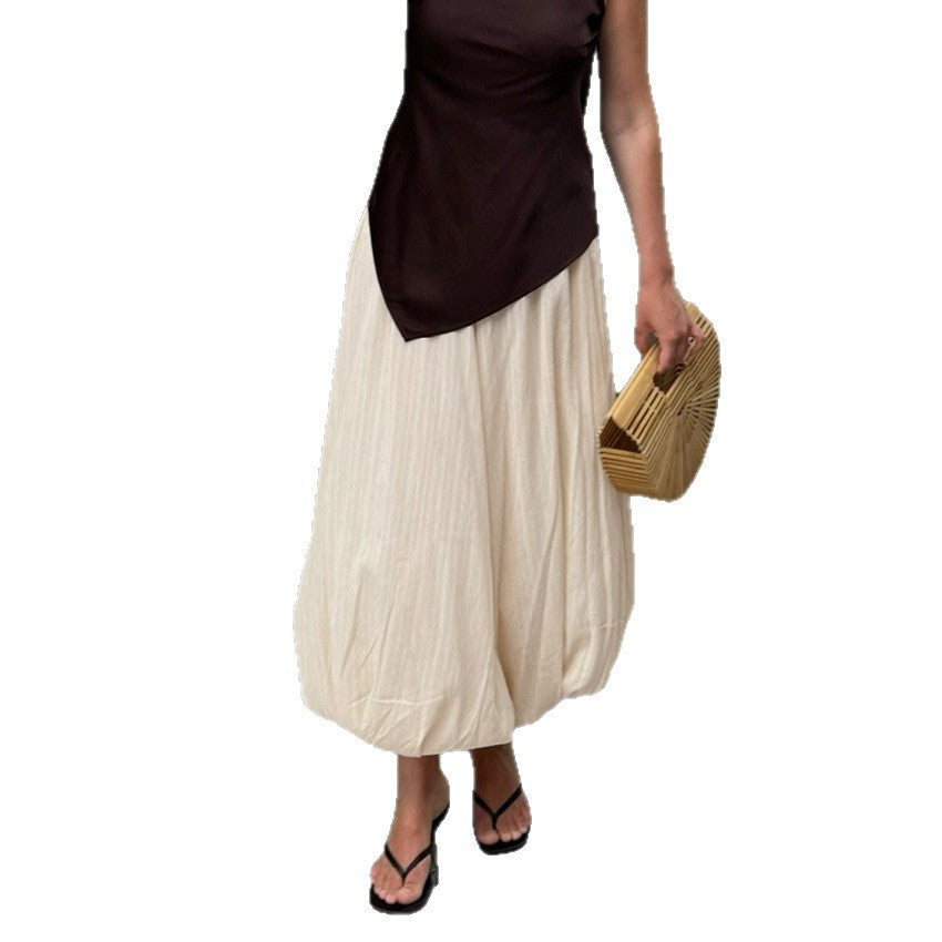 Women's Loose Bubble Ankle Banded Design Sense Graceful Fashionable Pants