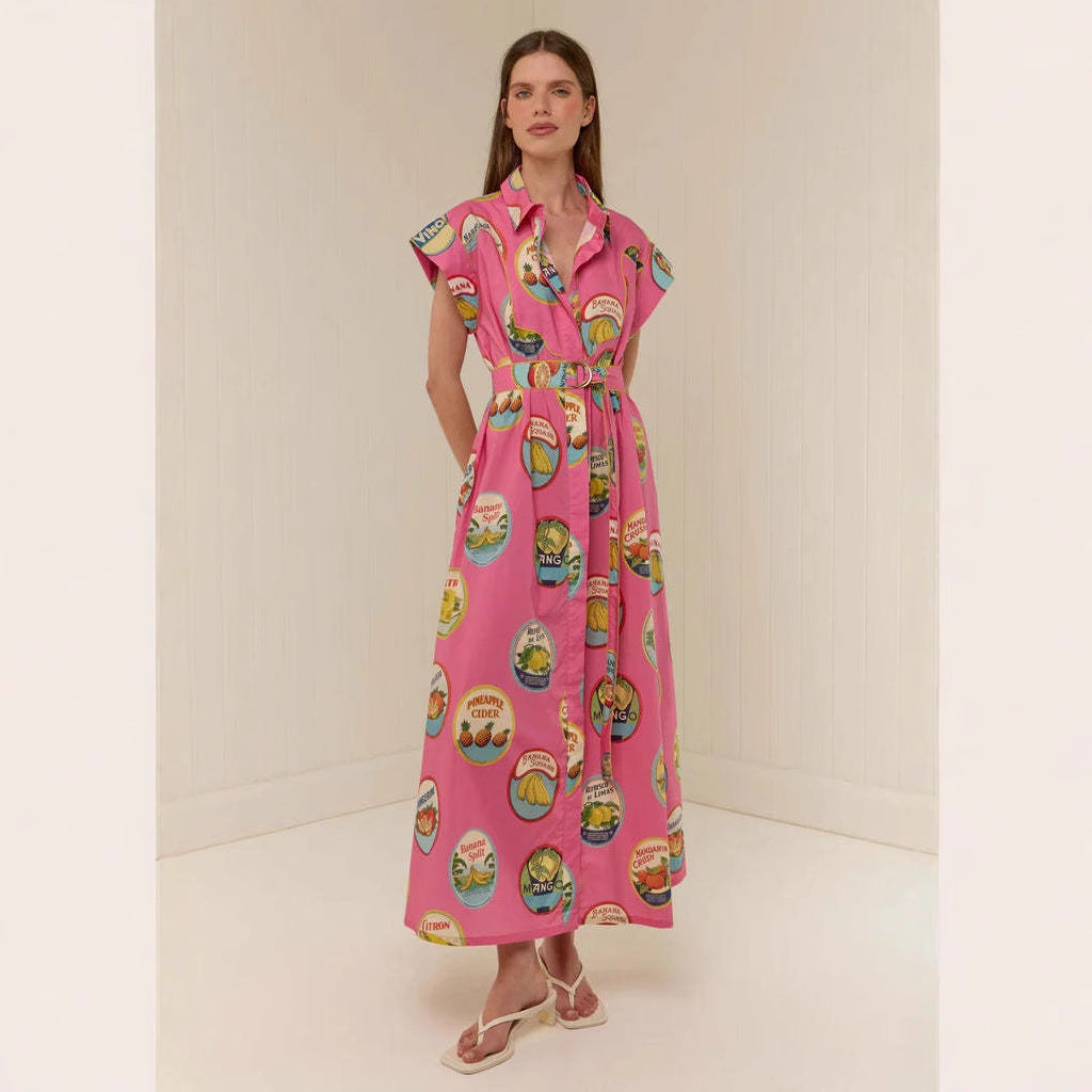 Casual Fashion Linen Shirt Collar Long Dress