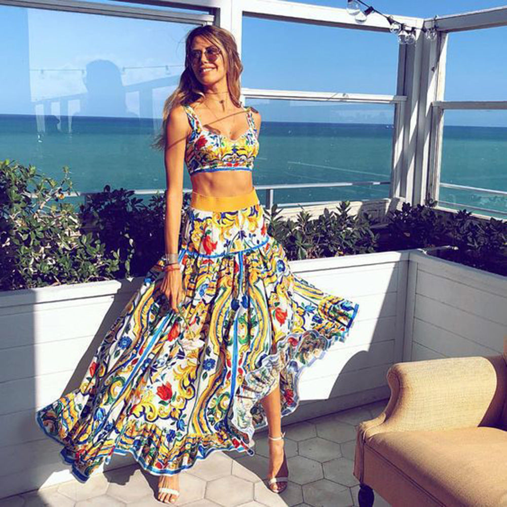 Women's Sexy Temperament Floral Print Beach Two-piece Suits