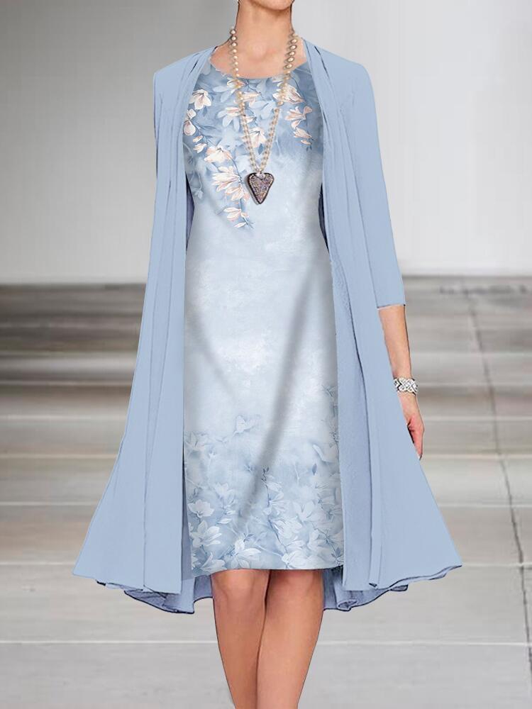 Print Long Sleeve Loose Two-piece Set Dress