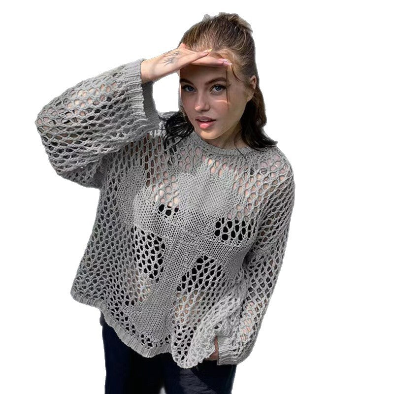 Women's Summer Round Neck Hollow Air Conditioning Women's Sweater