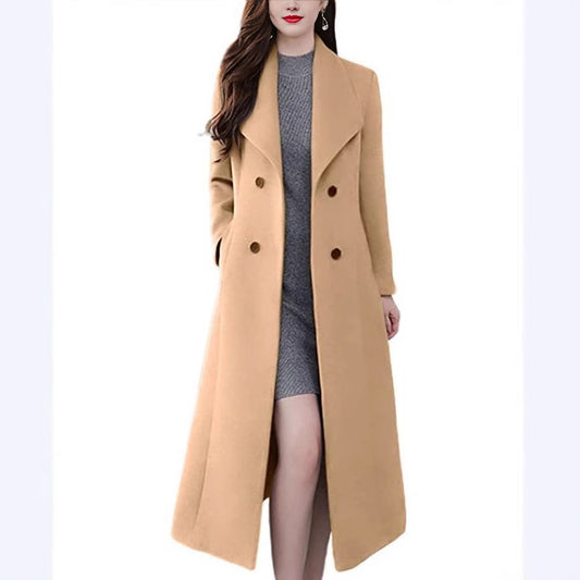 Woolen Thick Lapels Super Long Slim Coats