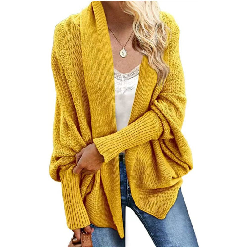 Glamorous Knitted Shawl Batwing Sleeve Oversized Sweater
