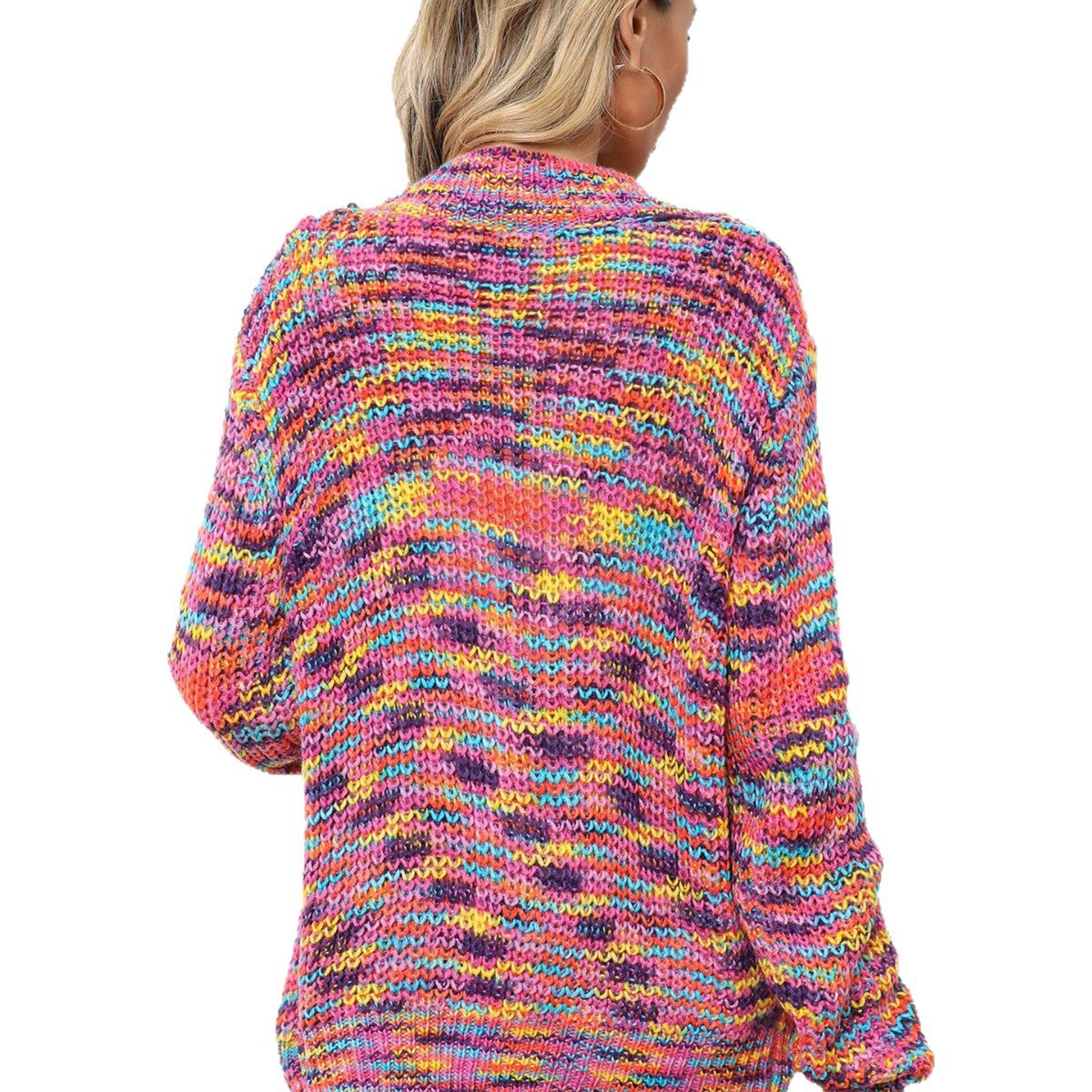 Winter Rainbow Mixed Color Festival Dyed Knitted Women's Sweater