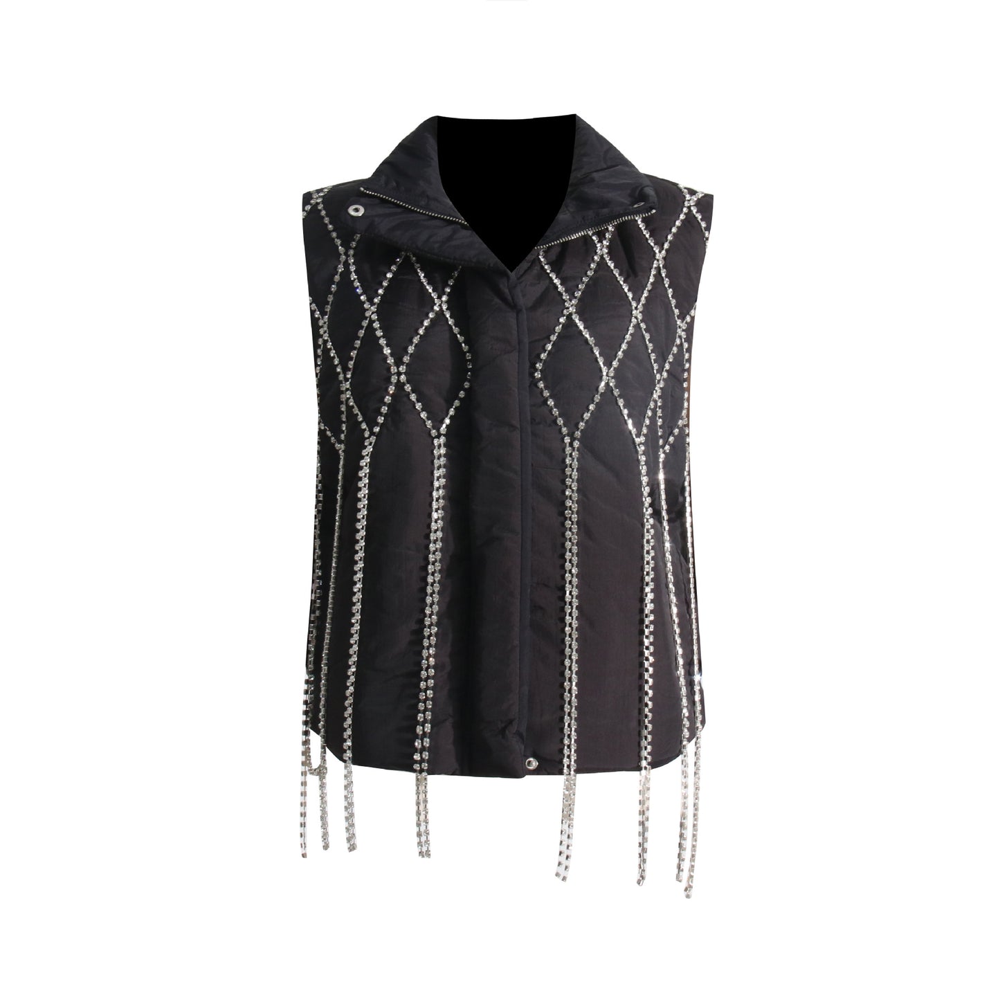 Handmade Rhinestone Waistcoat Autumn Style Loose-fitting Diamond Vests