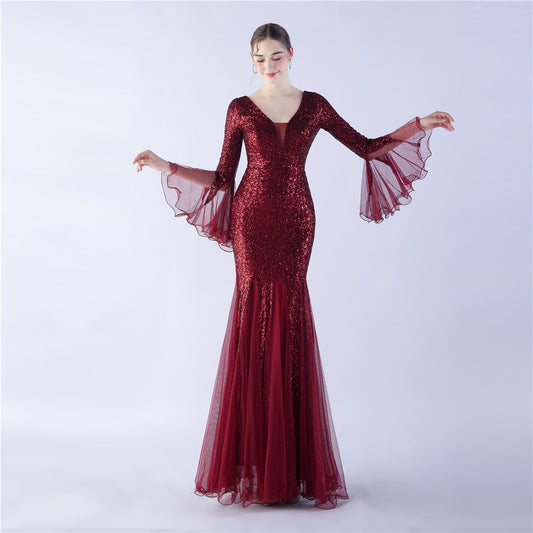 Craft Encryption Mesh Dinner Stage Sequined Wedding Dresses