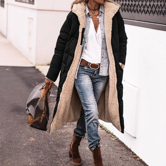 Color Hooded Cotton Long Sleeve Double-sided Coats