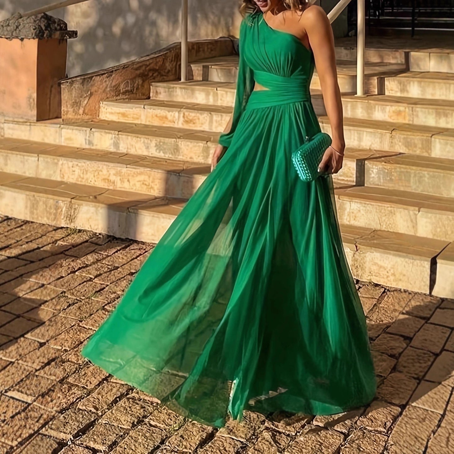 Women's Formal Dress Oblique Shoulder Solid Color Dresses