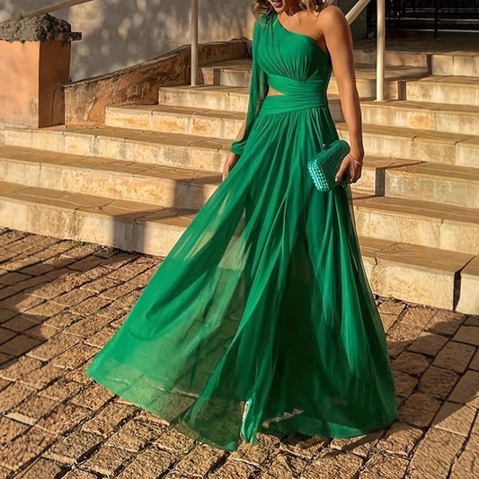 Women's Formal Dress Oblique Shoulder Solid Color Dresses