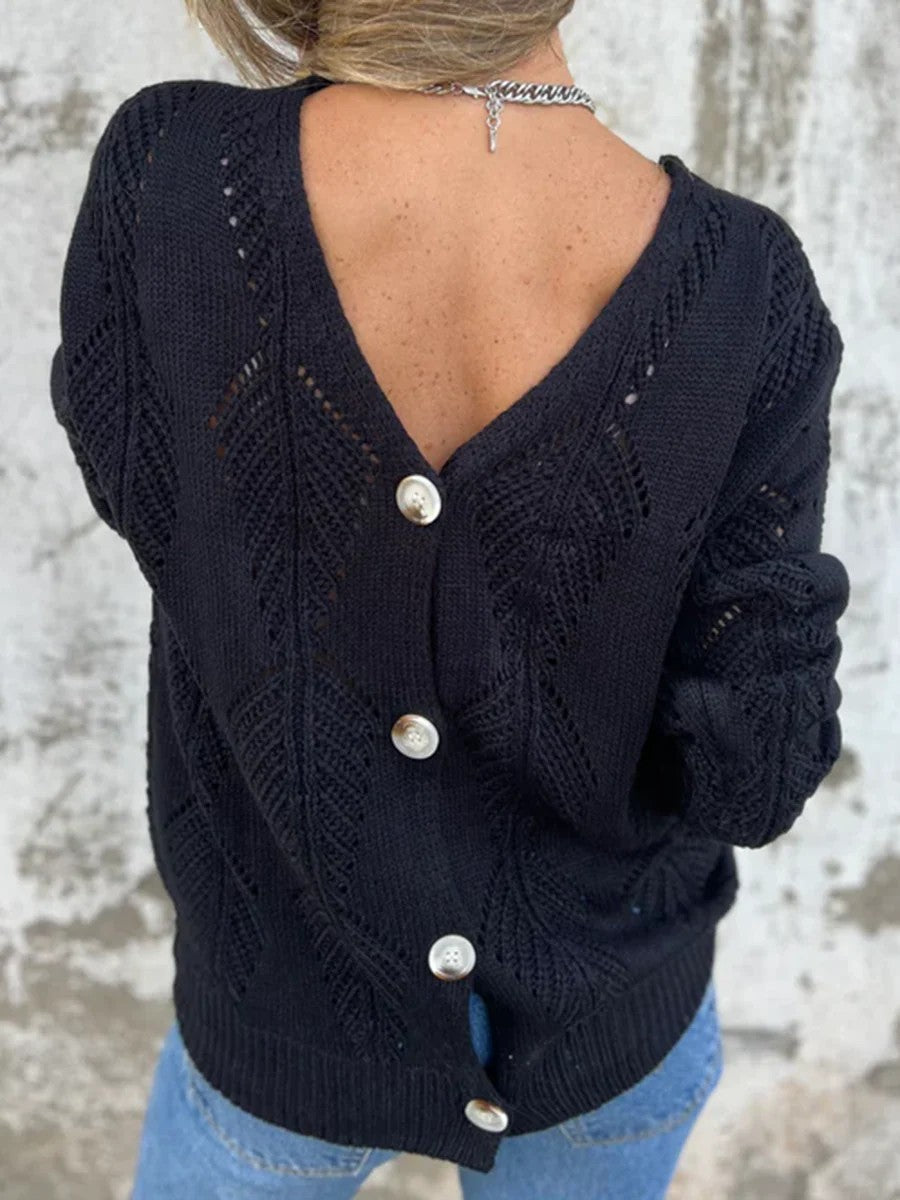 Women's Leaves Long-sleeved Knitted Loose Double-sided Wearable Sweater