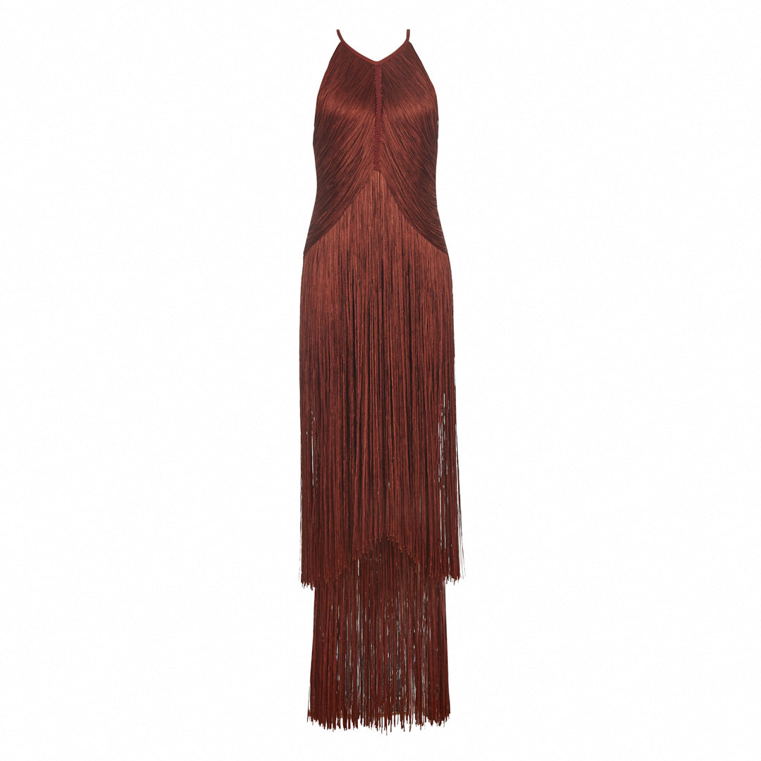 Women's Tassel Sleeveless Waist Bandage One-piece Party Stage Clothing