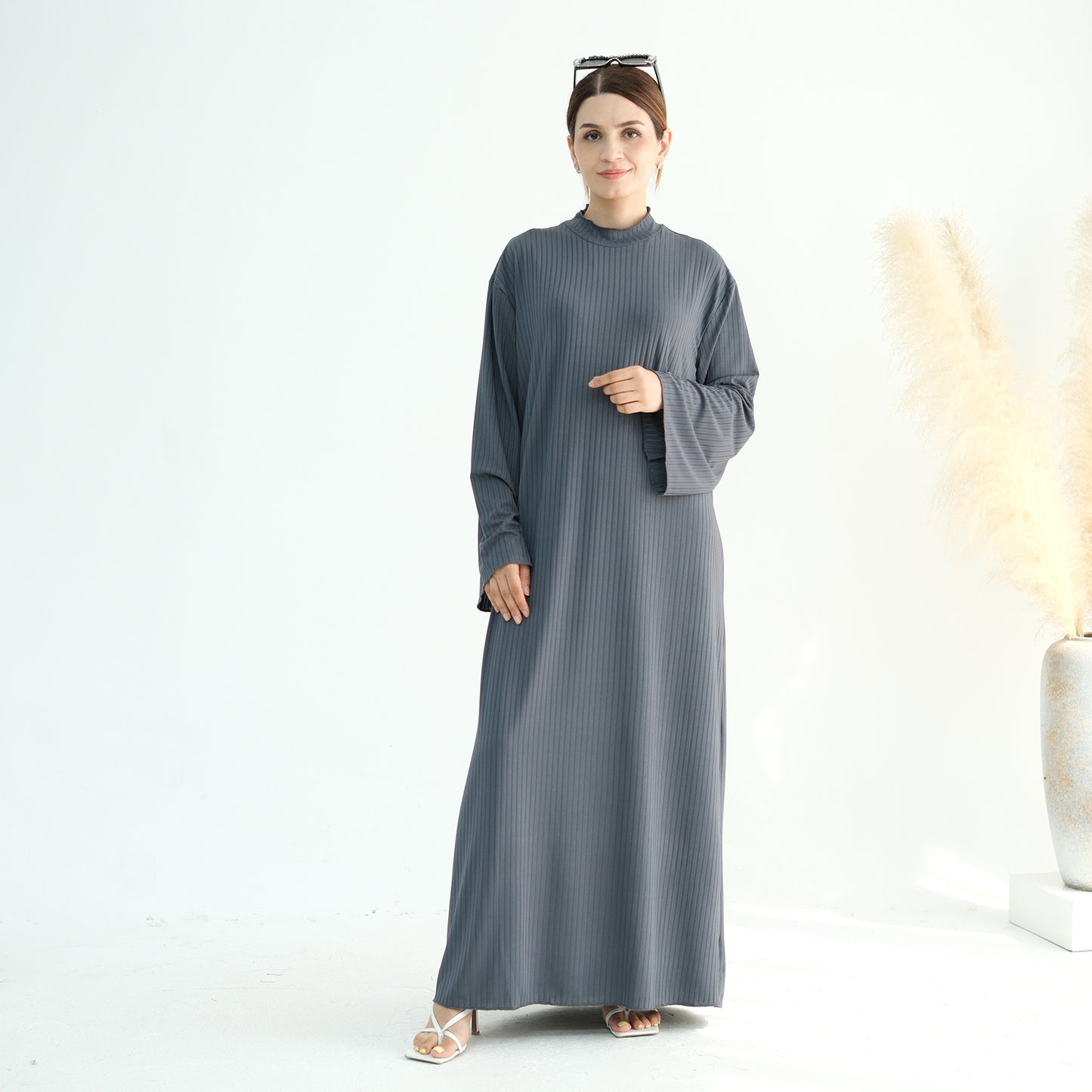 Turkey Multicolor Stand Collar Dress Robe Dresses