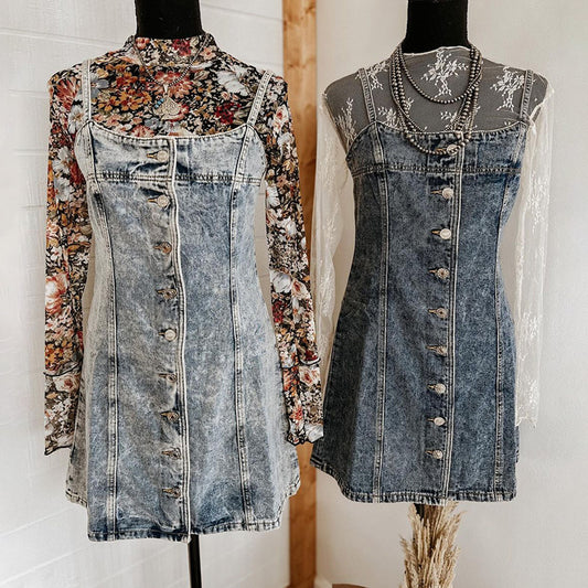 Autumn Sling Distressed Casual Western Style Dresses