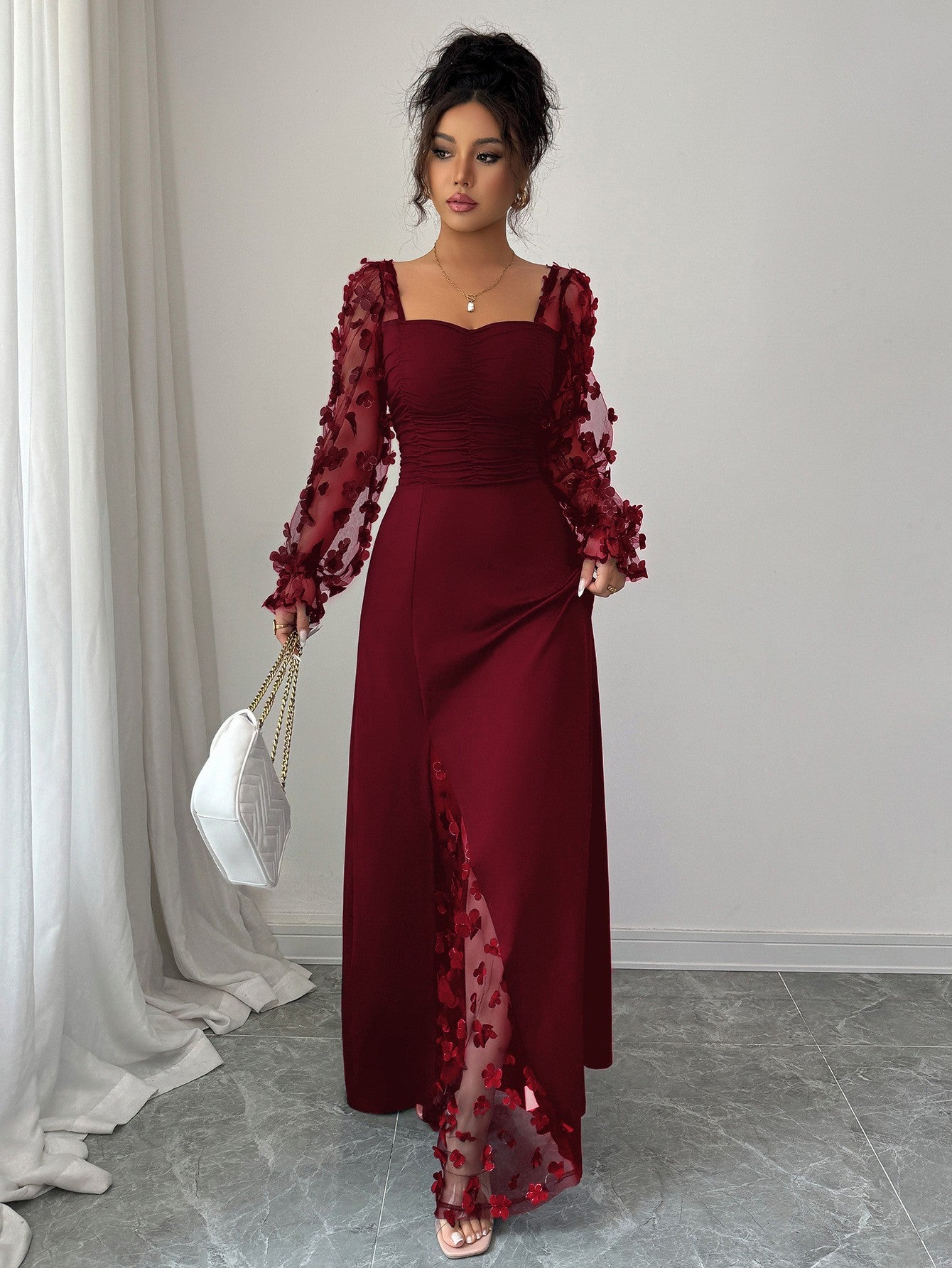 Women's French Vintage Style Long Sleeve Dress