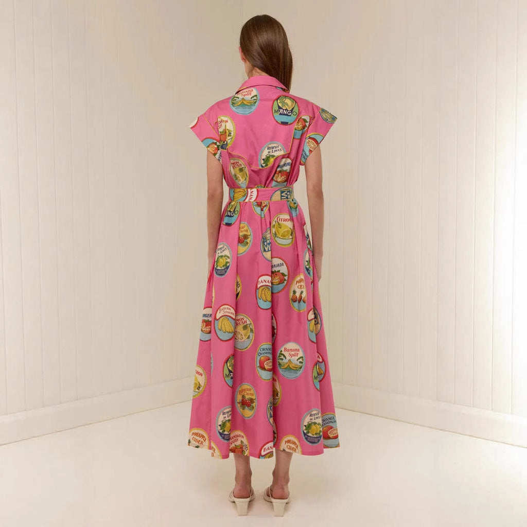 Casual Fashion Linen Shirt Collar Long Dress