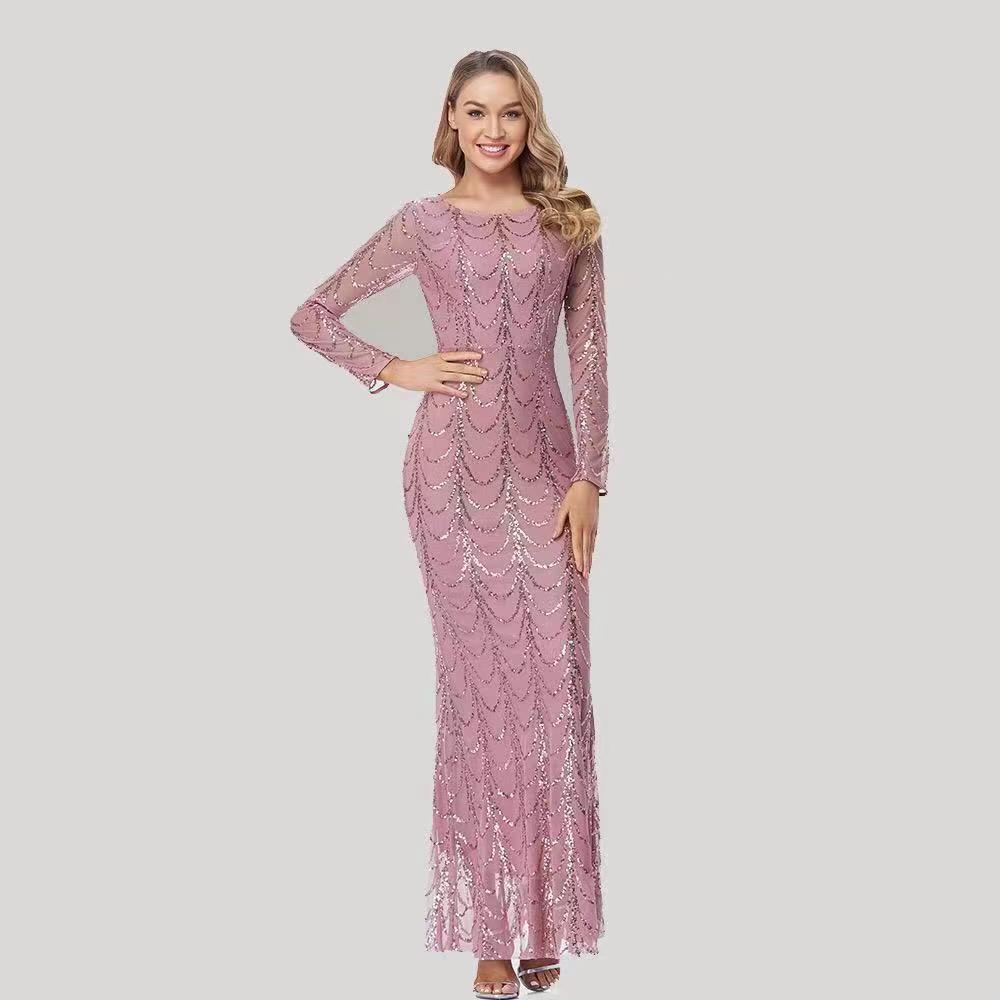 Fishtail Dress Elegant Party Sequined Long Sleeve Dresses