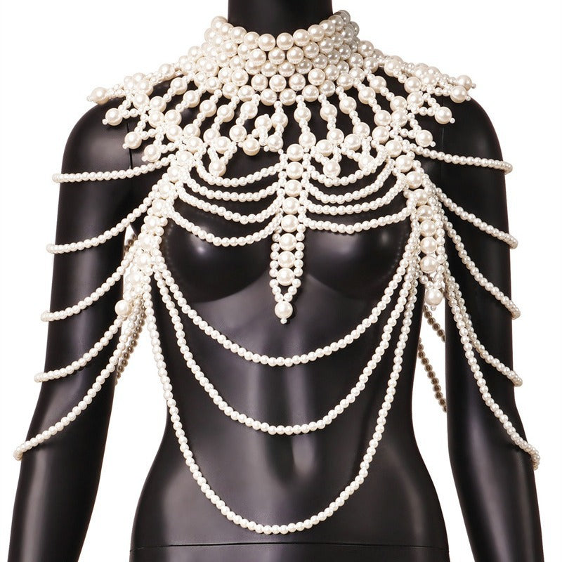 Women's Summer Sexy Pearl Halter Necklace Knitwear