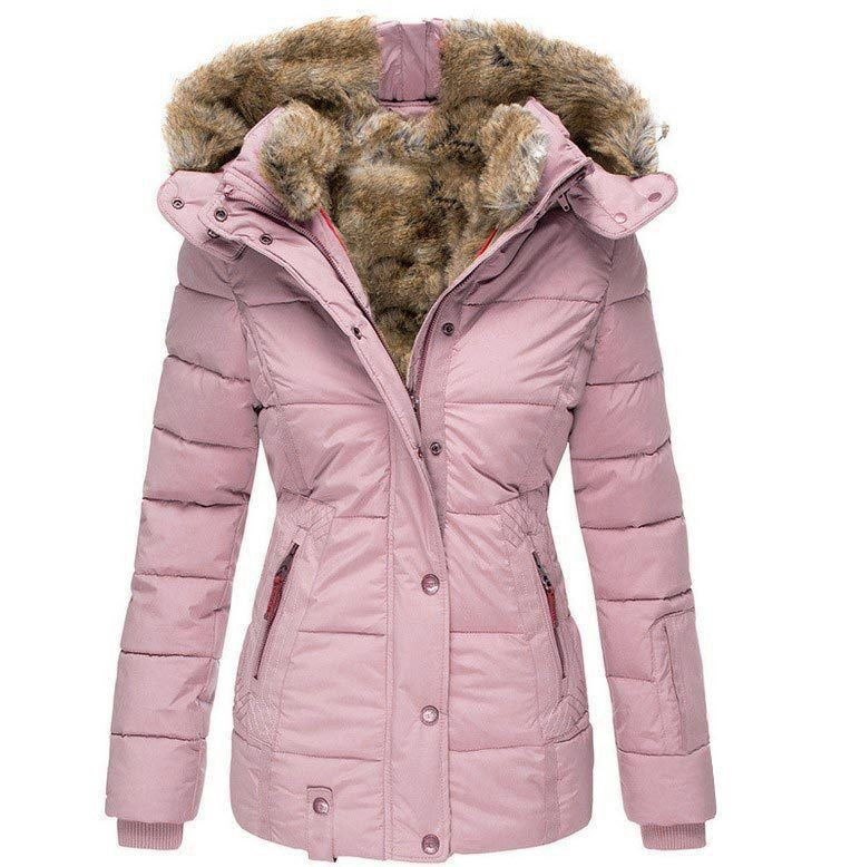 Women's Warm Fur Collar Cotton Clothes Zipper Coats