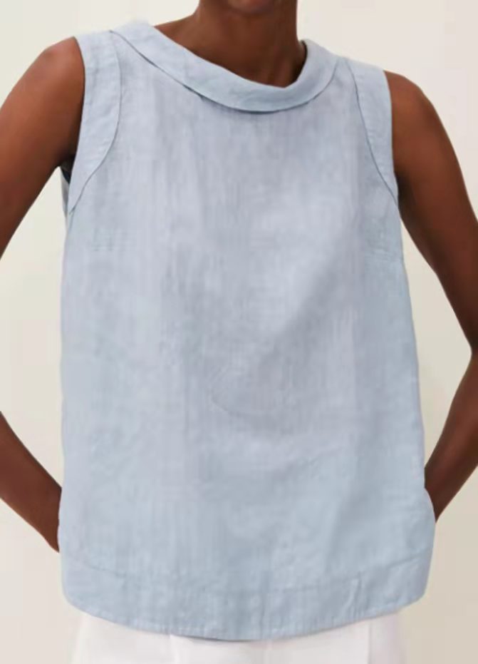 Cotton Linen Solid Color Pullover Leisure Blouses