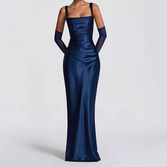 Women's Sexy Corset Backless Sleeveless Sling Solid Dresses