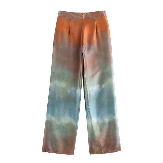 Women's Summer Silk Satin Texture Gradient Loose Suits