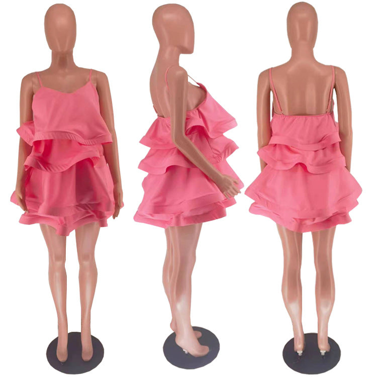 Women's Trendy Sling Layered Sexy Dress Dresses