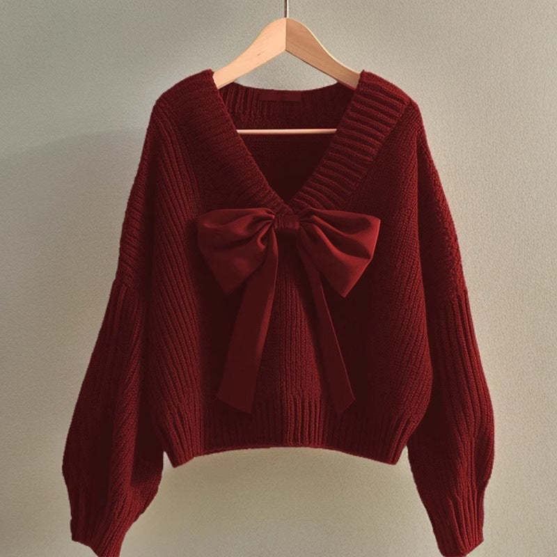 Creative Women's Bow Knitted Idle Style Women's Sweater
