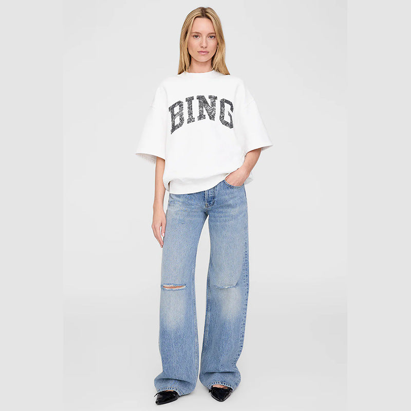 Women's Classic Printing Tripe Interloop Loose Sleeve Blouses