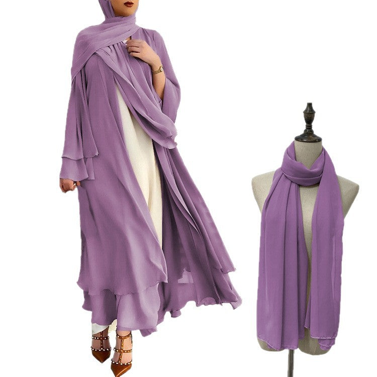 Chiffon Temperament Pure Color Nightgown With Dress