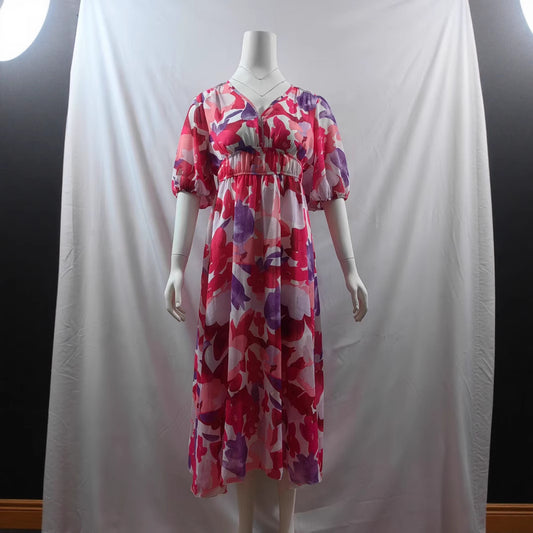 Casual Classic Summer Temperament Chiffon Printed Dress