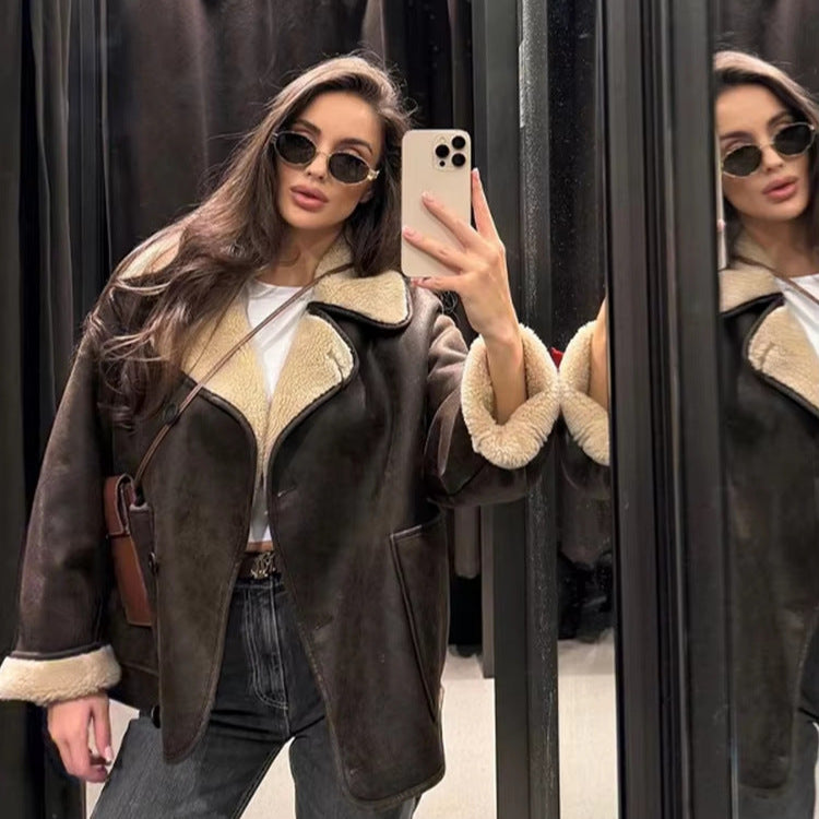 Women's Unique Loose Fur Thermal Clothes Jackets