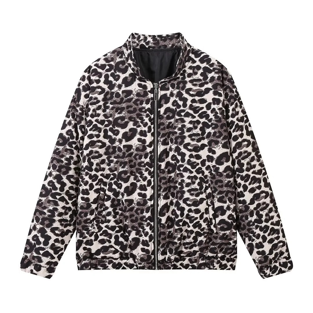 Women's Leopard Print Printed Loose Design Coats