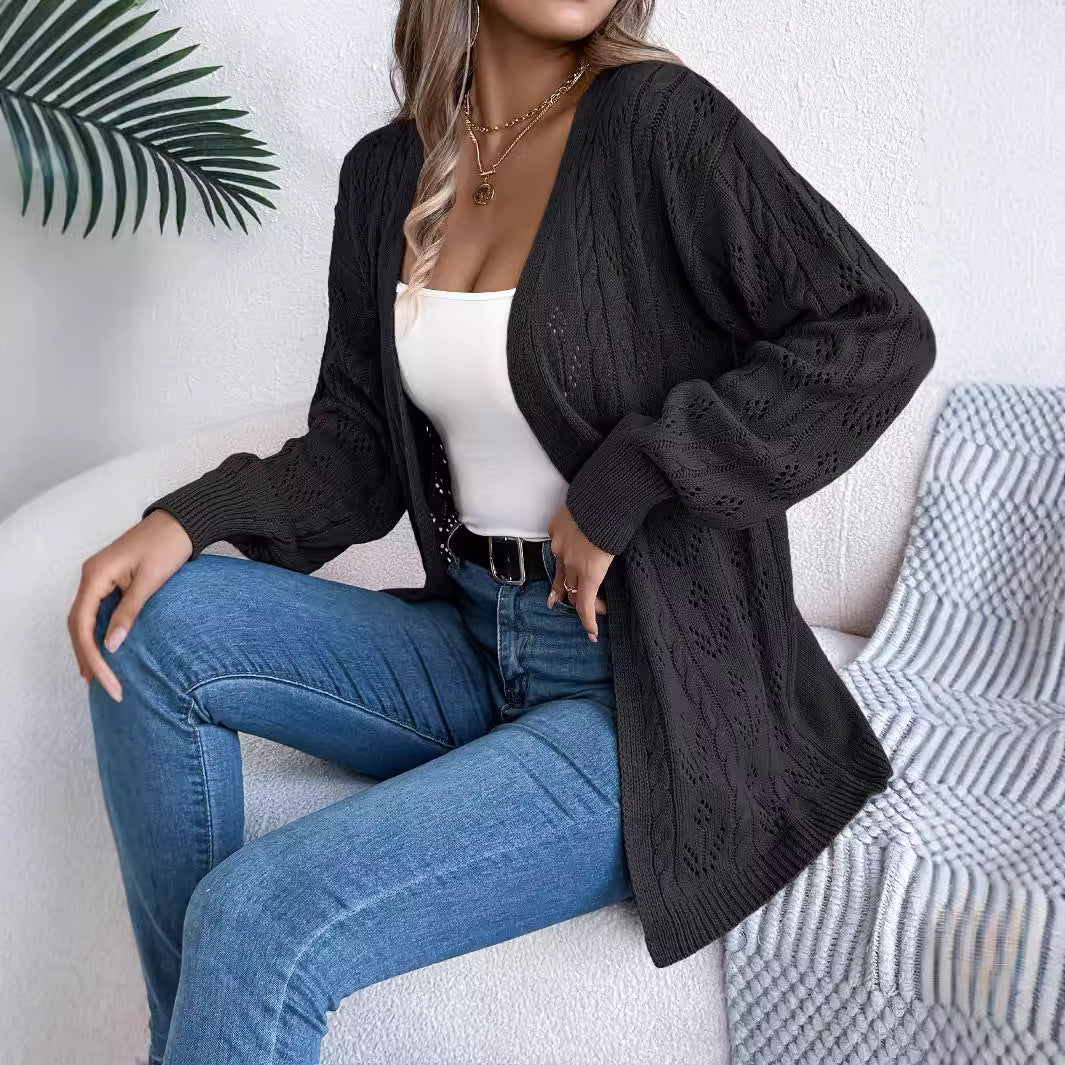 Women's Casual Solid Color Hollow Out Cardigans