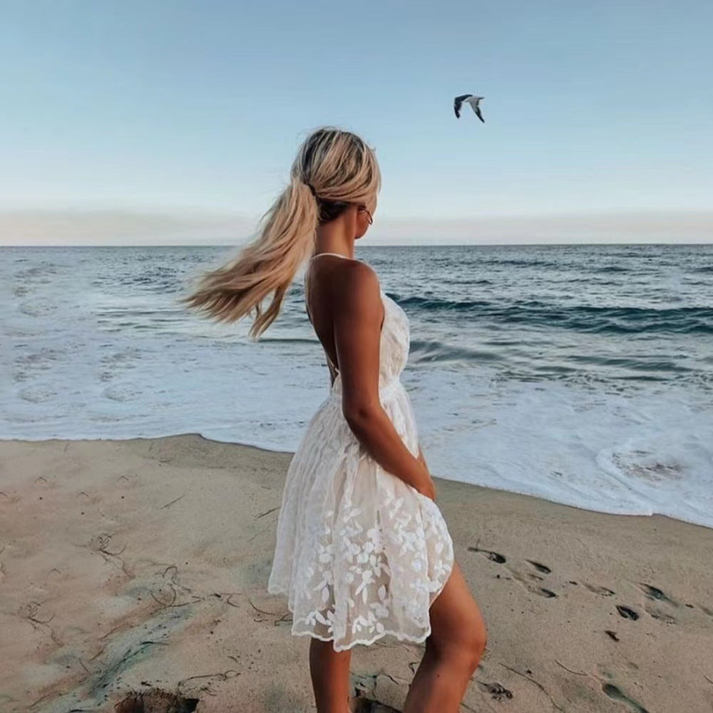 Cool Slouchy Classy Women's Lace Backless Dress